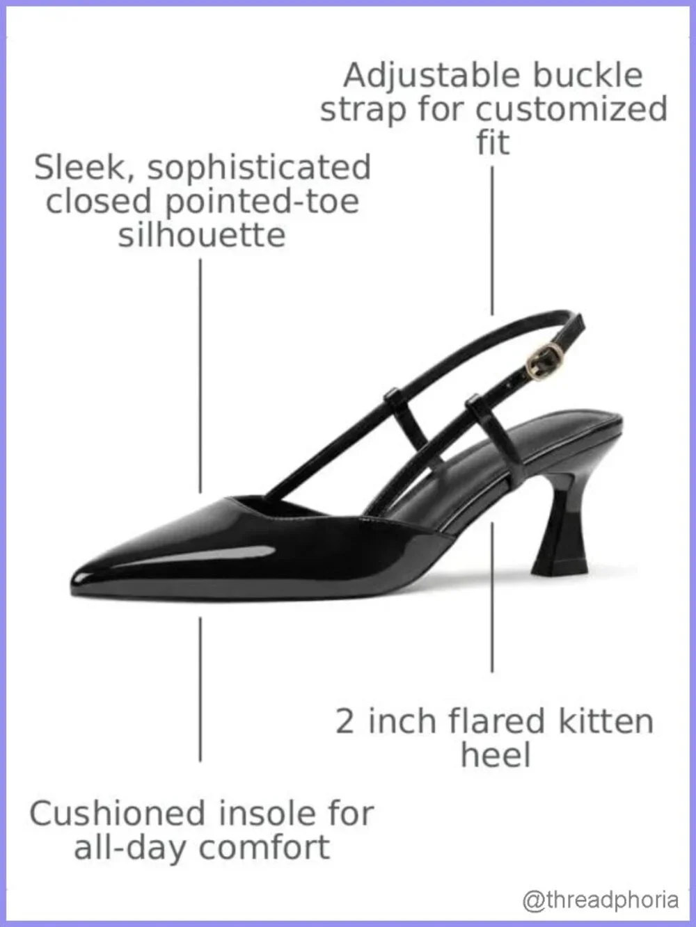 Kitten Heels Slingback Closed Pointed Toe Stiletto Pumps Patent Leather